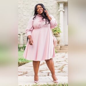 Halogen X Pacific Pink Bow Midi Dress, Size 18